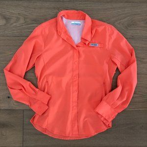COLUMBIA Women's Bright Orange Long Sleeve Omni Tech Shirt Top XS